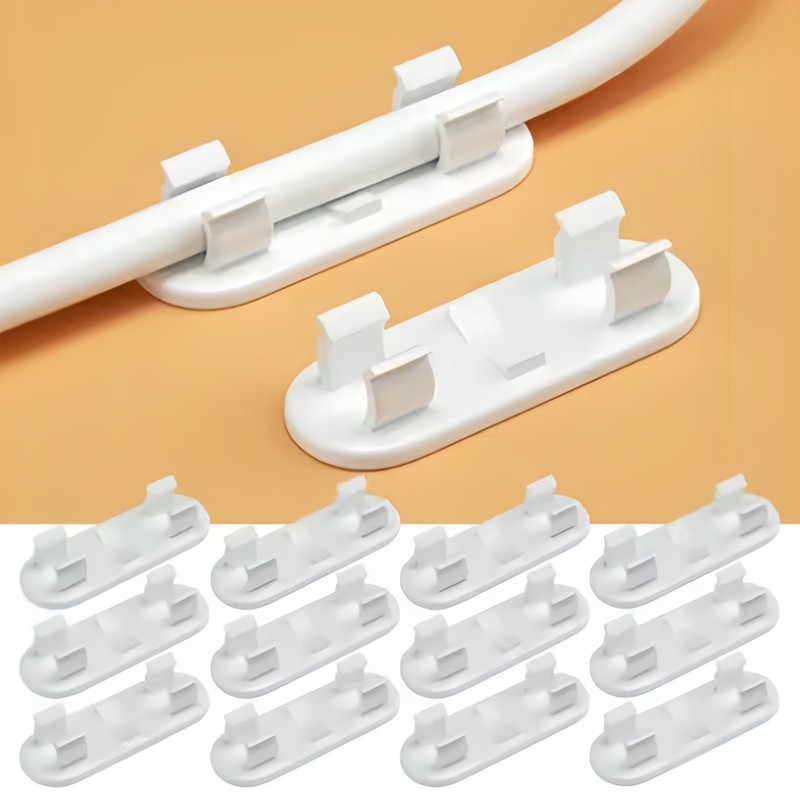 Desk Cable Organizer - 87Pcs White Network Cable Organizer, Self-Adhesive