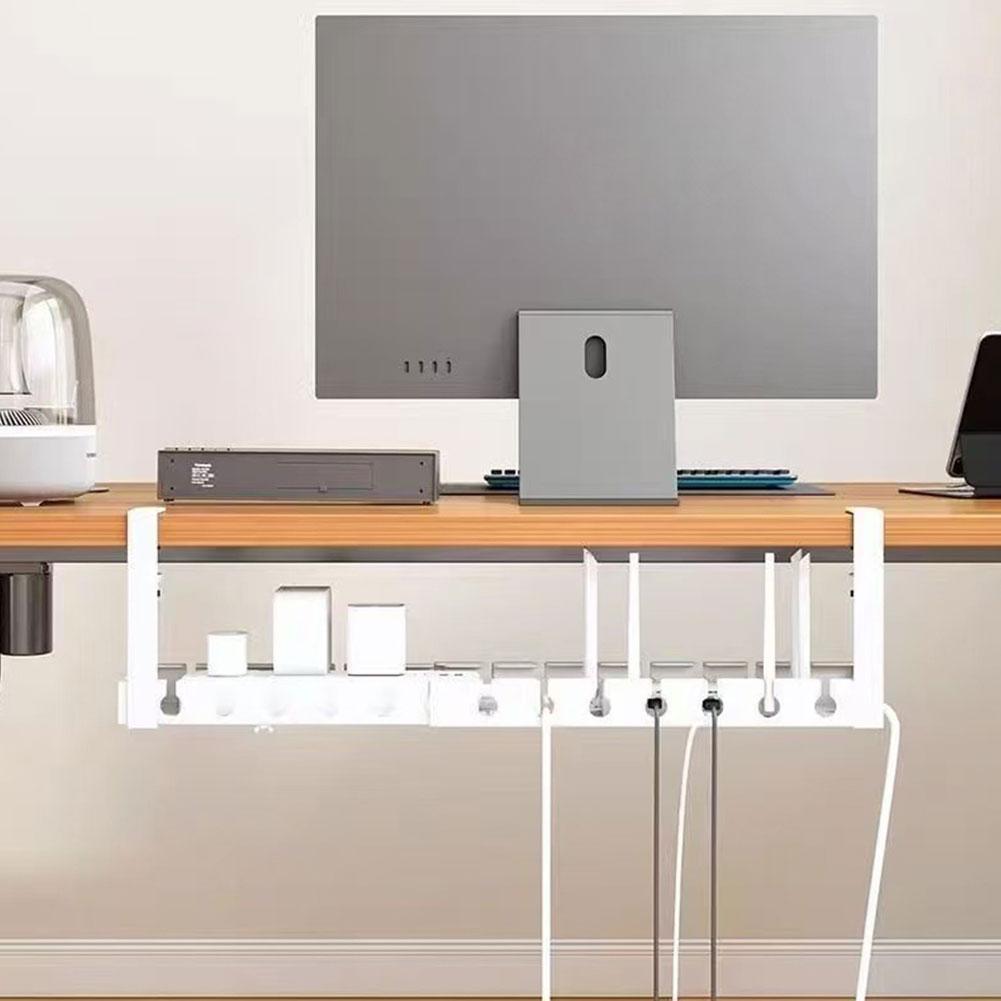 Desk Cable Organizer - Under Table Storage Rack No Punching
