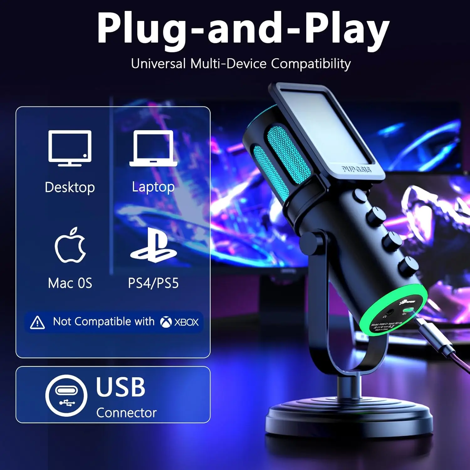 PUPGSIS USB PC Microphone, Gam - Pc Gaming Discord 评论和价格