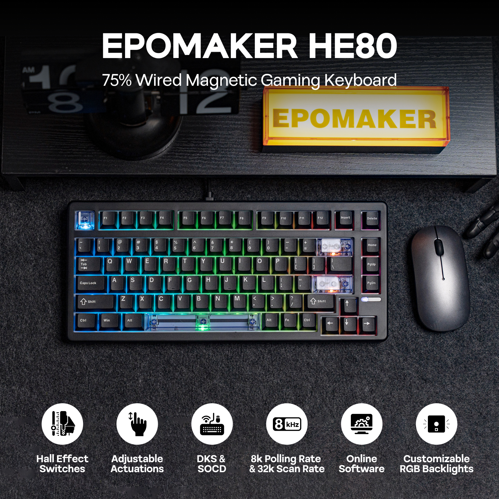 EPOMAKER HE80 Custom 75 US QWE - Pc Gaming Qwerty 评论和价格