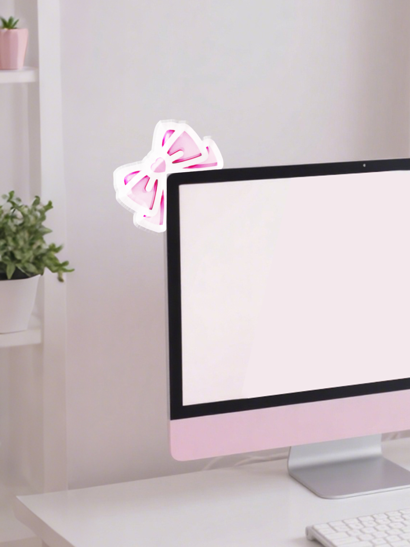 Kawaii Bow Monitor Decor Pink  - Pc Gaming Setup 评论和价格
