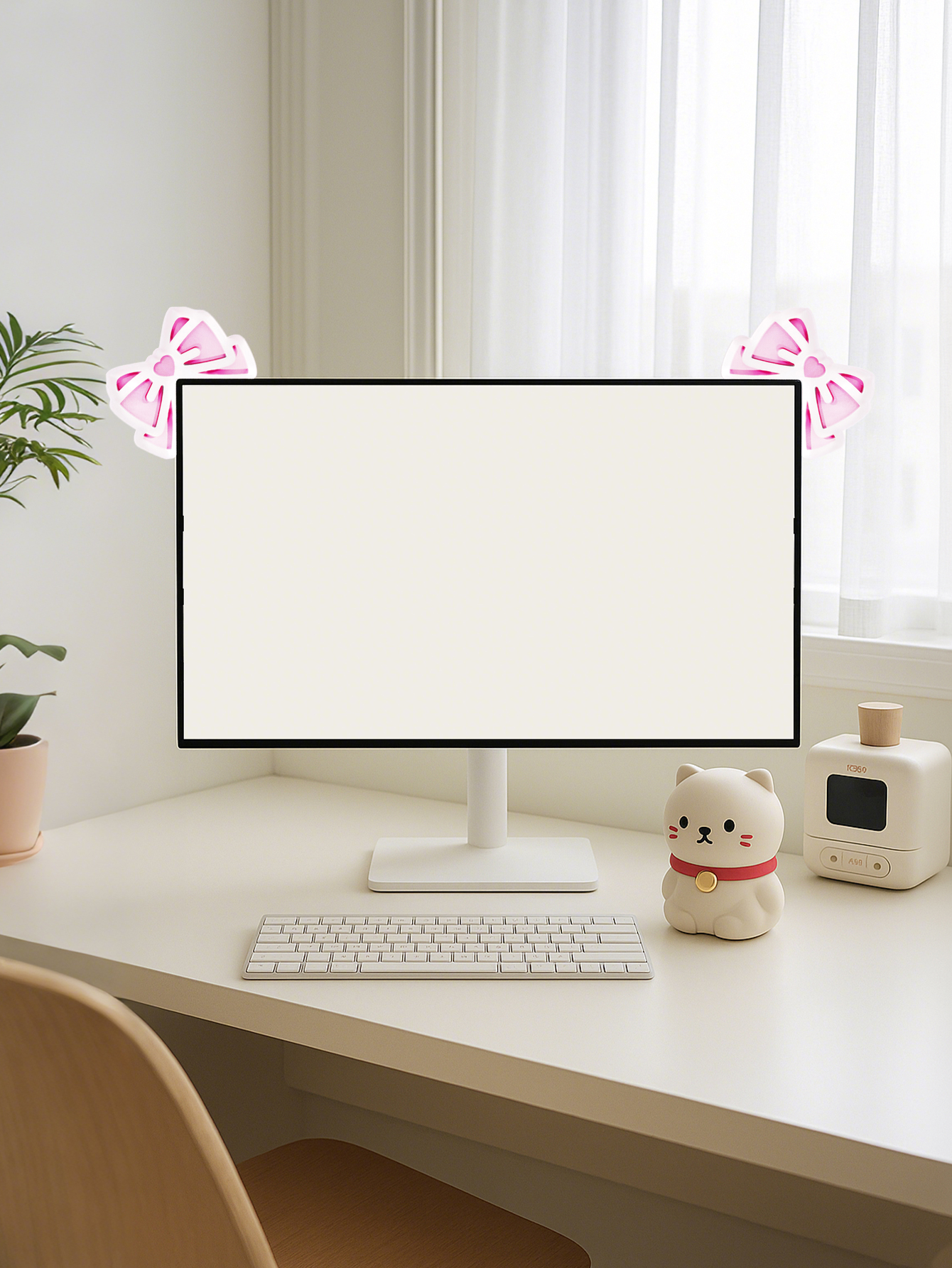 Kawaii Bow Monitor Decor Pink  - Pc Gaming Setup 评论和价格